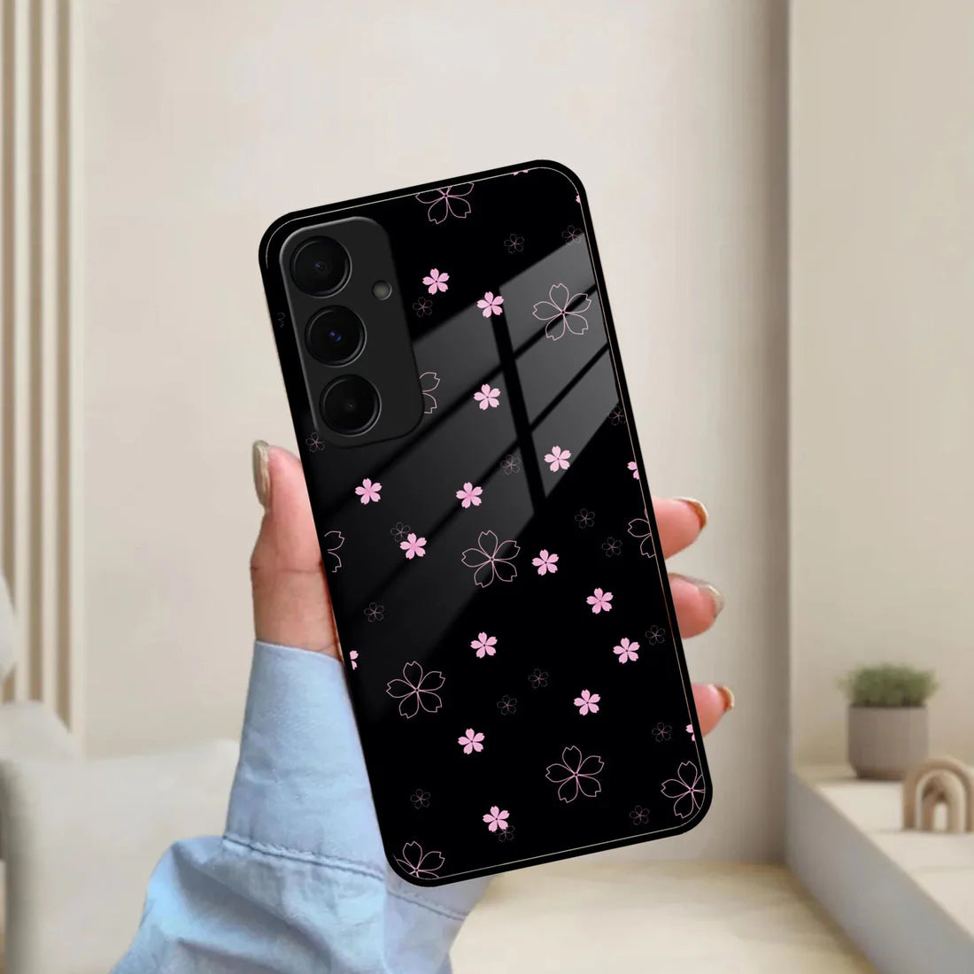 2D customise Glossy Pink Flowers Case