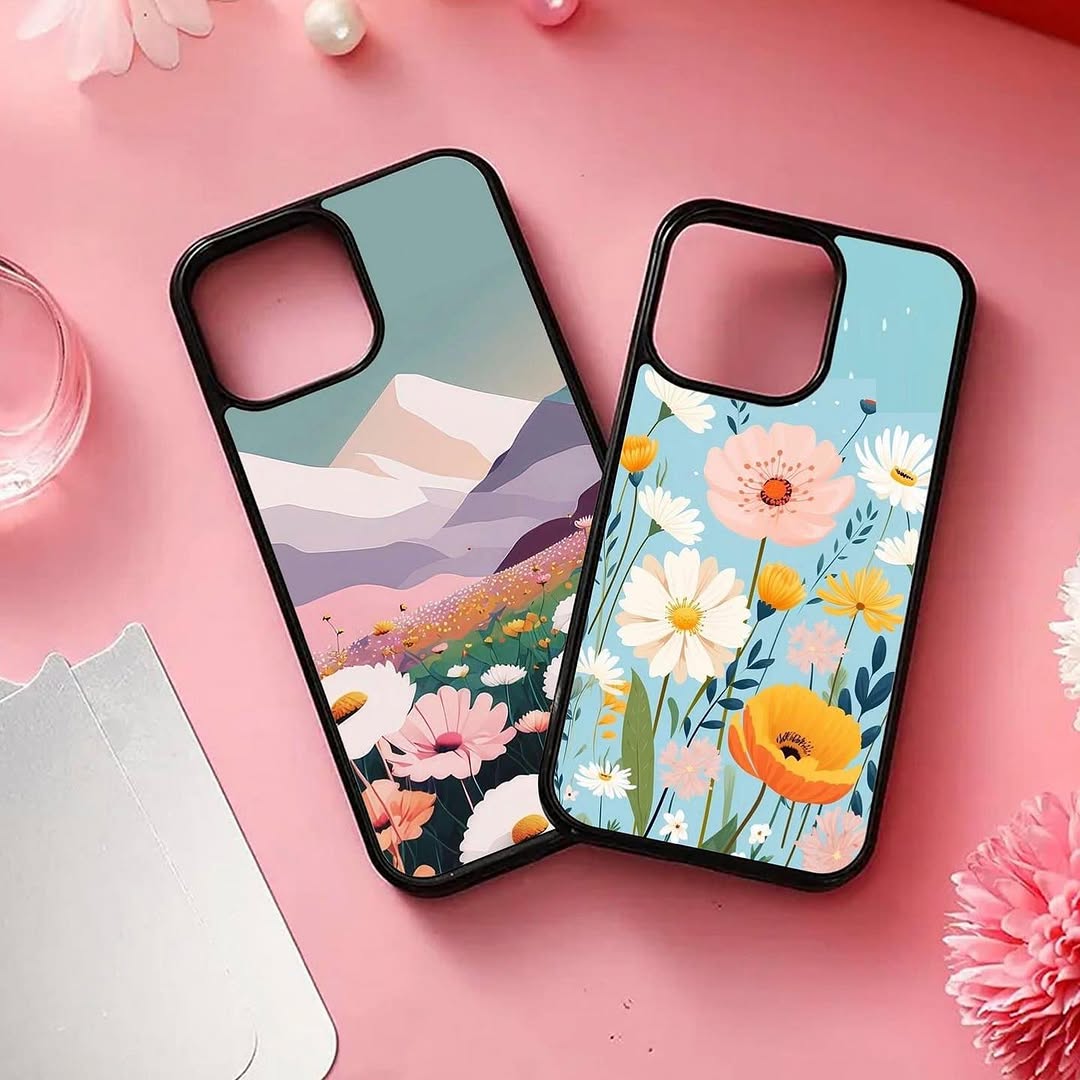 2D customise Glossy Pink Flowers Case